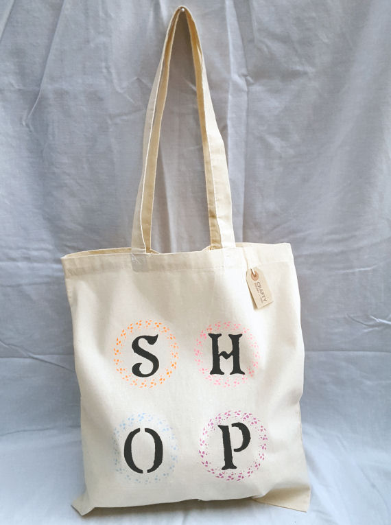 Cotton Tote Bag with Multi-Colour Circle Shop Design