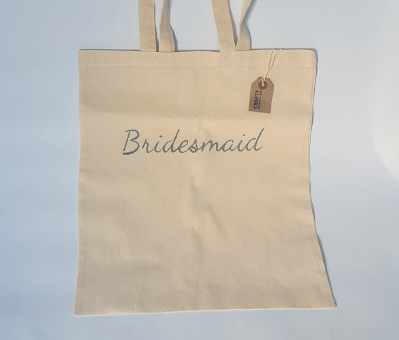 A Natural Cotton Tote Shoulder Bag with Bridesmaid Design