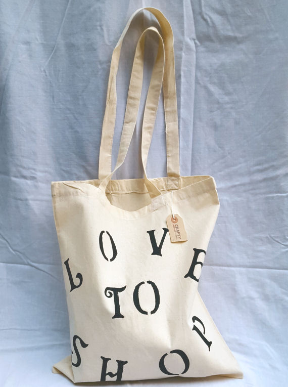 Cotton Tote Bag Love To Shop Design