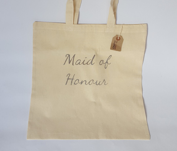 Natural Cotton Tote Shoulder Bag with Maid of Honour Design