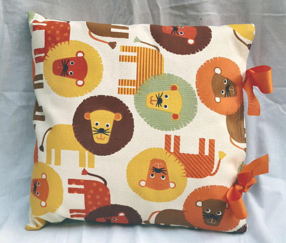 Colourful Lion Design Cushion with Bows