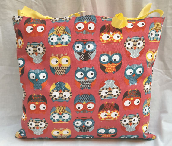 Colourful Owl Design Cushion with Bows