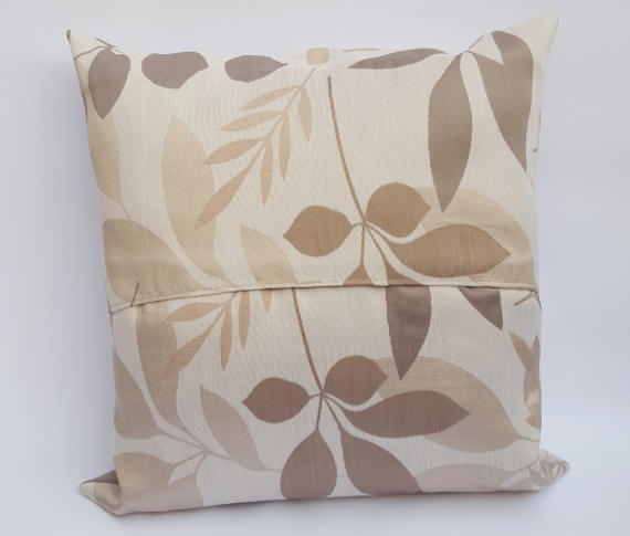 A Handmade Grey, Brown & Beige Coloured Floral Cushion