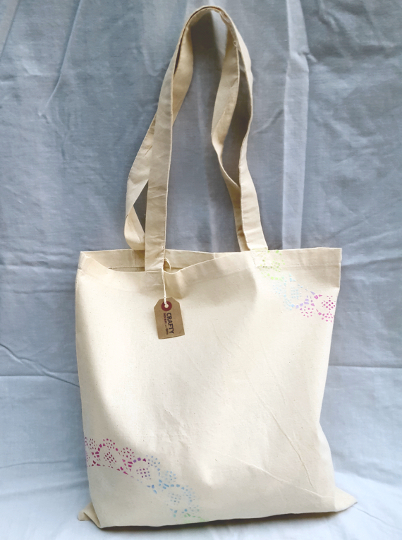 Cotton Tote Bag Rainbow Effect Design