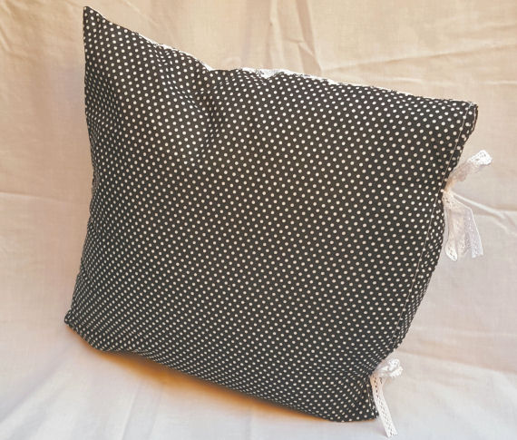 Floral on White Spotted on Black Design Cushion with Bows
