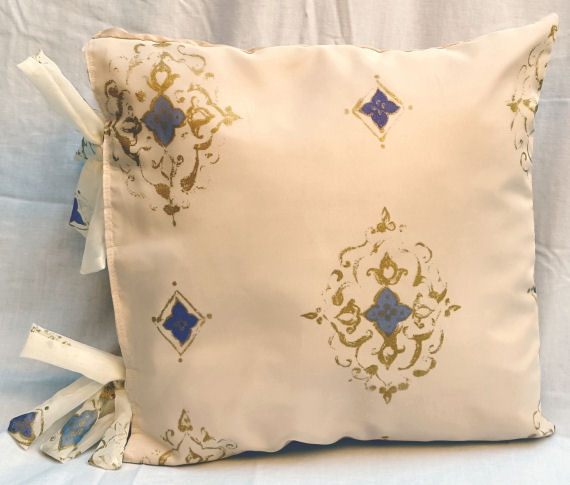 Gold & Purple Design Cushion with Matching Bows