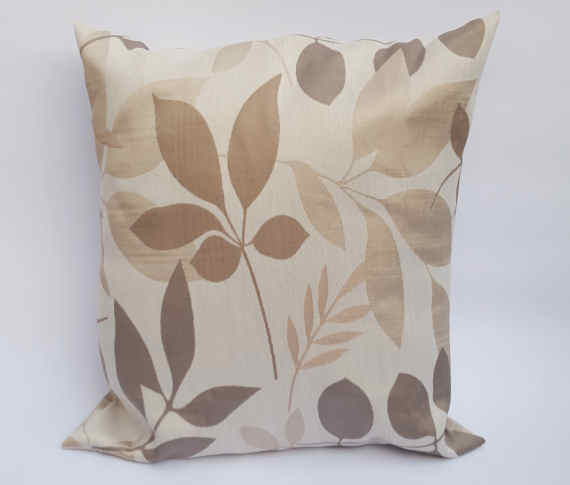 A Handmade Grey, Brown & Beige Coloured Floral Cushion
